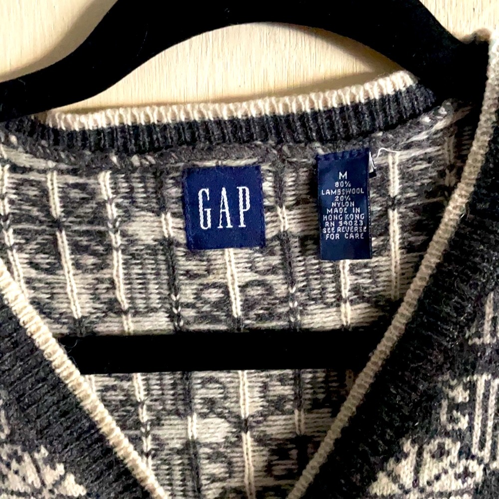 Gap Lambswool Button Up Cardigan Grey Vintage